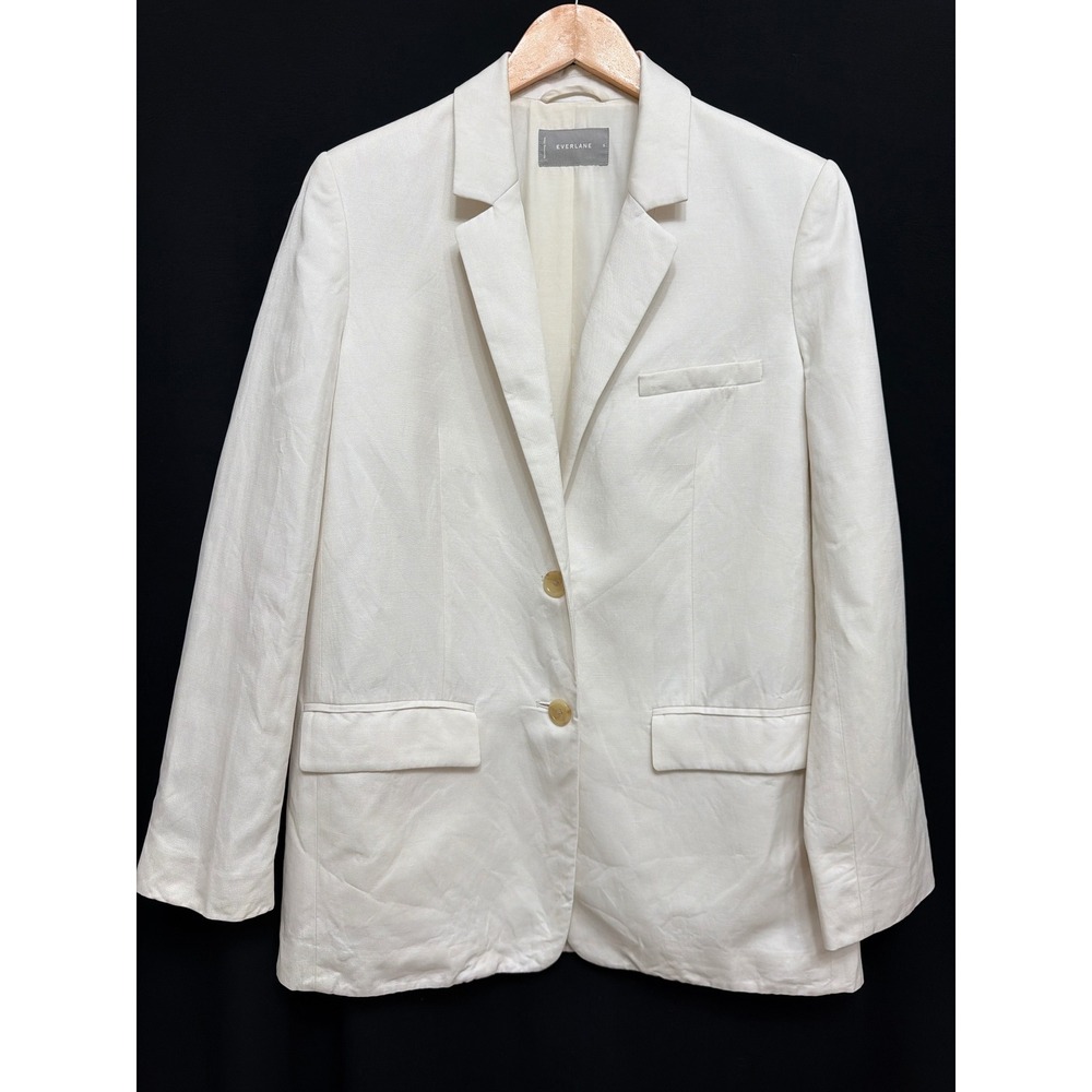 Everlane Women's Blazer Cream Linen Blend Lined Minimalist Professional Office 8
